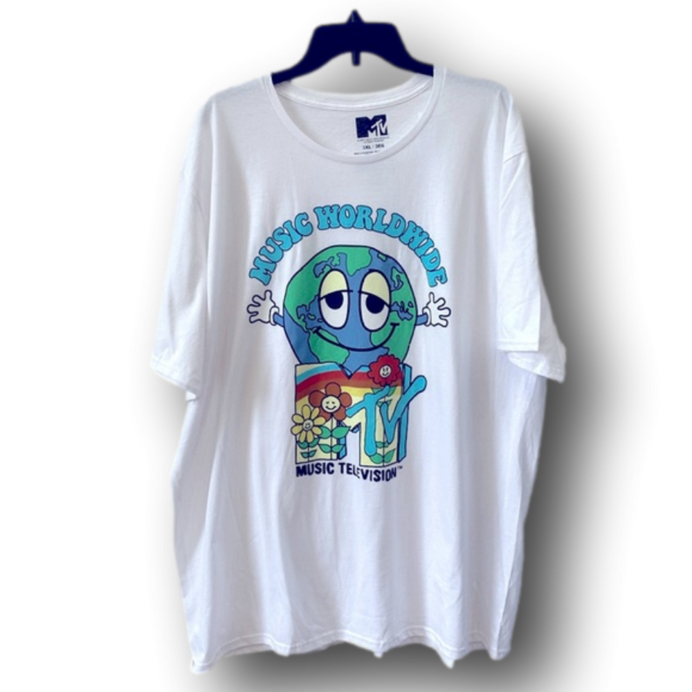 MTV Music Television "Music Worldwide" Retro Graphic T-Shirt - Size 3XL - NWT